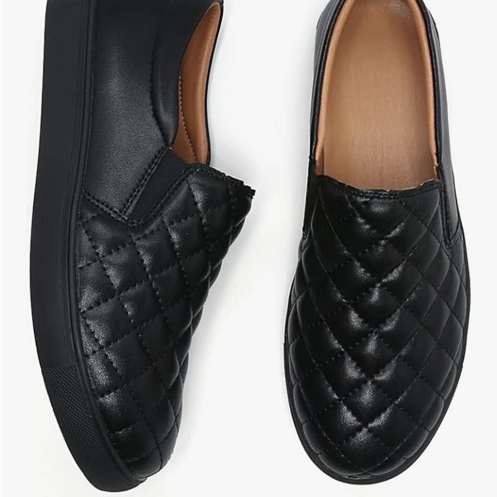 Women’s Black Quilted Slip-On Shoes